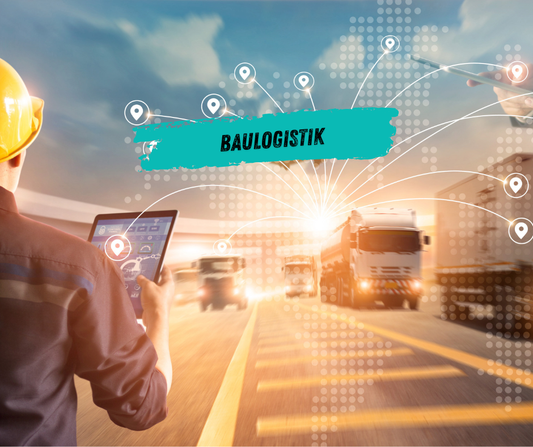 Baulogistik mit Materialfluss, Containerflächen und Maschinenverkehr auf strukturierter Baustelle