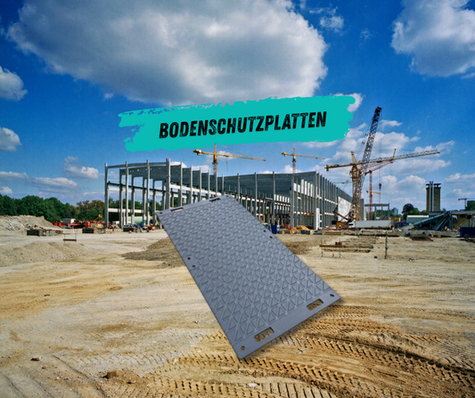 Bodenschutzplatten bilden tragfähige Fahrwege für Baumaschinen auf weichem Untergrund