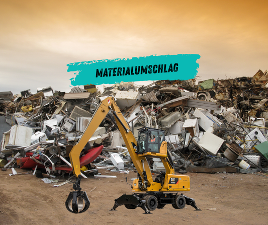 Radlader und Teleskopstapler bewegen Material auf Baustelle für effizienten Materialumschlag