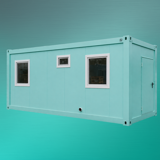 Schwarz Weiß Container mit Dusche mieten